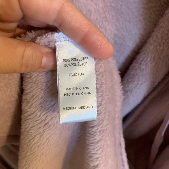 Carole Hockman robe luxurious wrap mauve faux fur size medium patch pockets NWOT - Picture 15 of 16